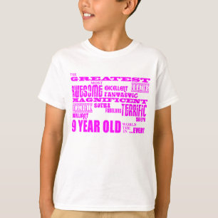 女の子の第9誕生日: ピンクのすばらしい9歳児 Tシャツ