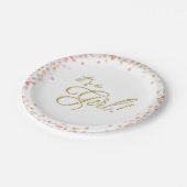 女の子の紙プレートベビーシャワーピンク金ゴールド ペーパープレート (アングル)