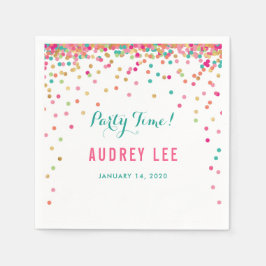 女の子の紙吹雪ふりかける誕生日パーティーの装飾 スタンダードカクテルナプキン