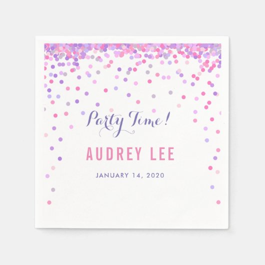 女の子の紙吹雪ふりかける誕生日パーティーの装飾 スタンダードカクテルナプキン (正面)