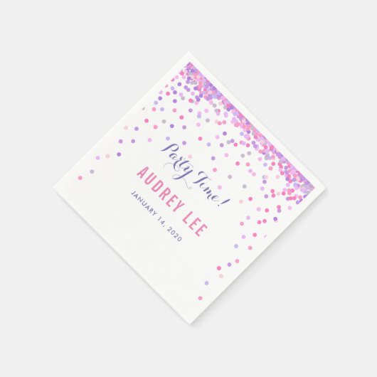 女の子の紙吹雪ふりかける誕生日パーティーの装飾 スタンダードカクテルナプキン (角)