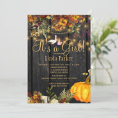女の子の素朴な秋カボチャのベビーガールシャワーだ 招待状 (スタンド正面)