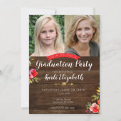 女の子の素朴な花の卒業のパーティの招待状 案内状 (正面)