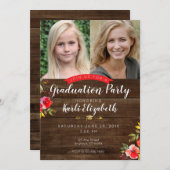 女の子の素朴な花の卒業のパーティの招待状 案内状 (正面/裏面)