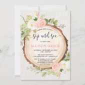 女の子の素朴sipを参照して迎えるウッドランドのシャワー 招待状 (正面)