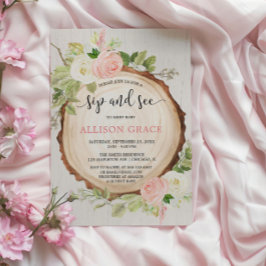 女の子の素朴sipを参照して迎えるウッドランドのシャワー 招待状