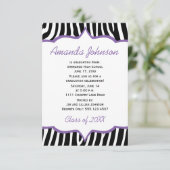 女の子の紫とゼブラ柄の卒業パーティー 招待状 (スタンド正面)