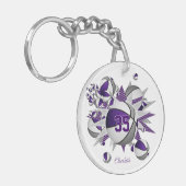 女の子の紫の灰色のバスケットの星 キーホルダー (正面左)