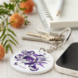 女の子の紫の白いバスケットボールの星 キーホルダー