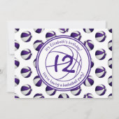 女の子の紫の白いバスケットボールの誕生日_チームパーティー 招待状 (裏面)