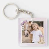女の子の紫の花の馬 キーホルダー (正面)