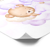 女の子の紫色のクマの赤ちゃんシャワーの好意のサイン ポスター (角)