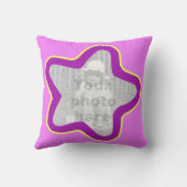 女の子の紫色の星の王女の名前及び写真の枕 クッション (裏面)