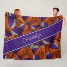 女の子の紫色の灰色のバスケットのパーソナライズされた模様