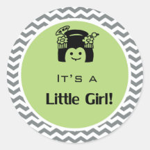 女の子の緑の灰色のシェブロンのステッカーだ。