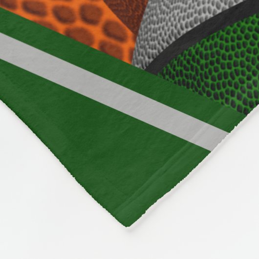 女の子の緑の灰色のチームカラーバスケットのボールのパターン フリースブランケット (角)