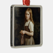 女の子の編み物1854年 メタルオーナメント (右)