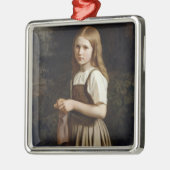 女の子の編み物1854年 メタルオーナメント (左)