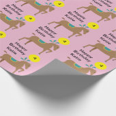 女の子の編集可能なかわいい漫画の馬 ラッピングペーパー (角)