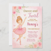 女の子の編集可能なダンスパーティーテンプレート 招待状 (正面)