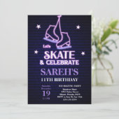 女の子の編集可能な冬スケートで滑るパーティー招待状 招待状 (スタンド正面)