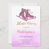 女の子の編集可能な冬スケートで滑るパーティー招待状 招待状 (正面)