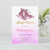 女の子の編集可能な冬スケートで滑るパーティー招待状 招待状 (スタンド正面)