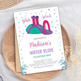 女の子の編集可能な夏のスプラッシュパーティー招待状 招待状