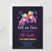 女の子の編集可能ローラースケートパーティー招待状 招待状 (正面)