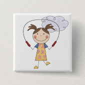 女の子の縄跳びのTシャツおよびギフト 缶バッジ (正面)