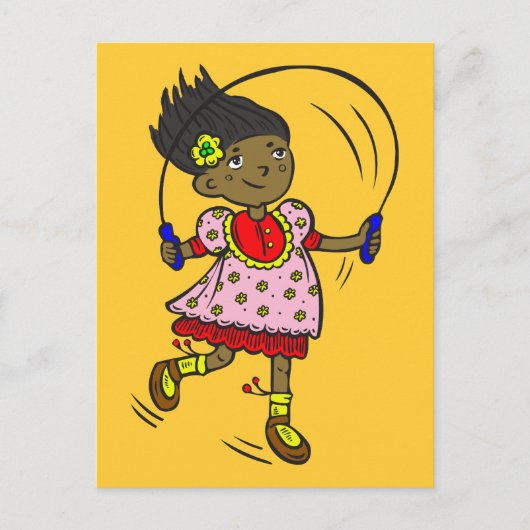 女の子の縄跳び ポストカード (正面)