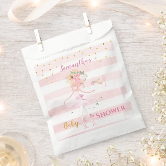 女の子の美しいバレリーナ赤ちゃんシャワーのお願い フェイバーバッグ (クリップ留めされた状態)