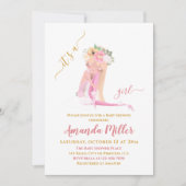 女の子の美しいバレリーナ赤ちゃんシャワーの招待客 招待状 (正面)