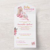 女の子の美しいバレリーナ赤ちゃんシャワー オールインワン招待状 (内側)