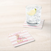 女の子の美しいバレリーナ赤ちゃんシャワー スクエアペーパーコースター (インサイチュ)