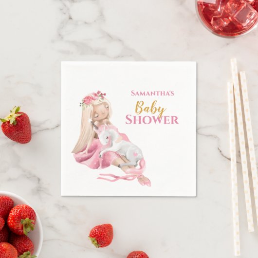 女の子の美しいバレリーナ赤ちゃんシャワー スタンダードカクテルナプキン (インサイチュ)