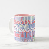 女の子の美しい名前のパターンピンク ツートーンマグカップ (正面左)