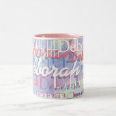 女の子の美しい名前のパターンピンク ツートーンマグカップ (中央)