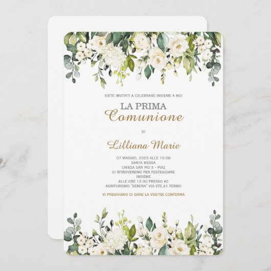 女の子の聖体拝領招待状 招待状 (正面/裏面)