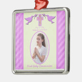 女の子の聖餐式の写真のオーナメントの記念品 メタルオーナメント (左)