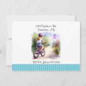 女の子の自転車の誕生日パーティーへの招待 招待状 (裏面)