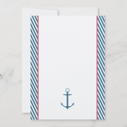 女の子の航海のなベビーシャワーの招待状のピンクおよび青 招待状 (裏面)