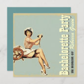 女の子の船員のバチェロレッテの上のレトロピン 招待状 (正面/裏面)