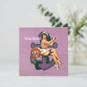 女の子の船員のブライダルシャワーの上のいかりのレトロピン 招待状 (スタンド正面)