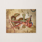 女の子の船員の上の航海のな地図のビーチのビキニPin ジグソーパズル (横)