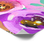 女の子の花のゴールドグリッター unicorn フォトバナー ポスター (角)