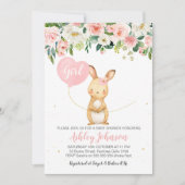女の子の花のバニーのベビーシャワーの招待 招待状 (正面)