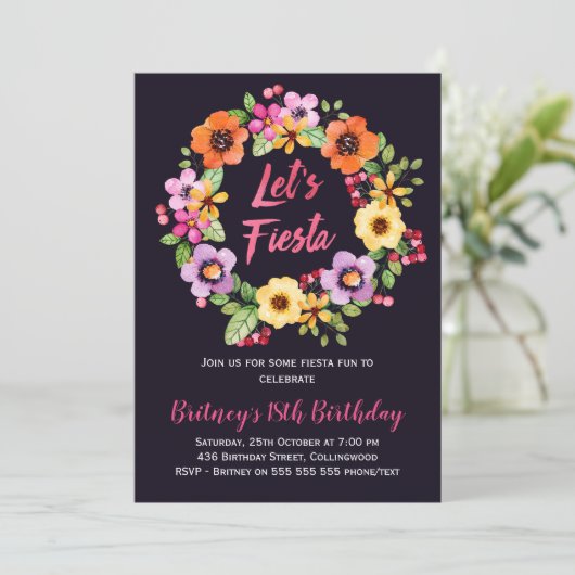 女の子の花のフェスタの誕生日のパーティの招待状 招待状 (スタンド正面)