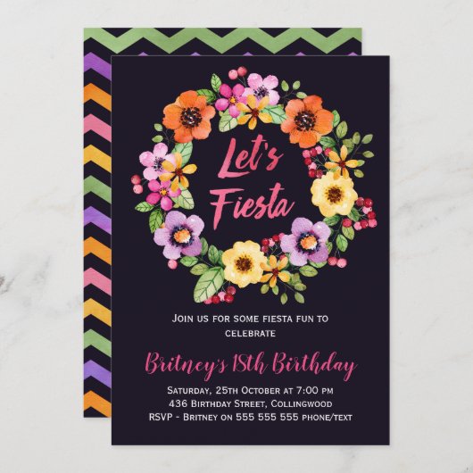 女の子の花のフェスタの誕生日のパーティの招待状 招待状 (正面/裏面)