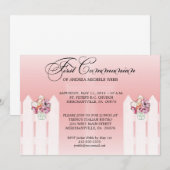 女の子の花のメーソンジャーの最初聖餐の招待状 招待状 (正面/裏面)